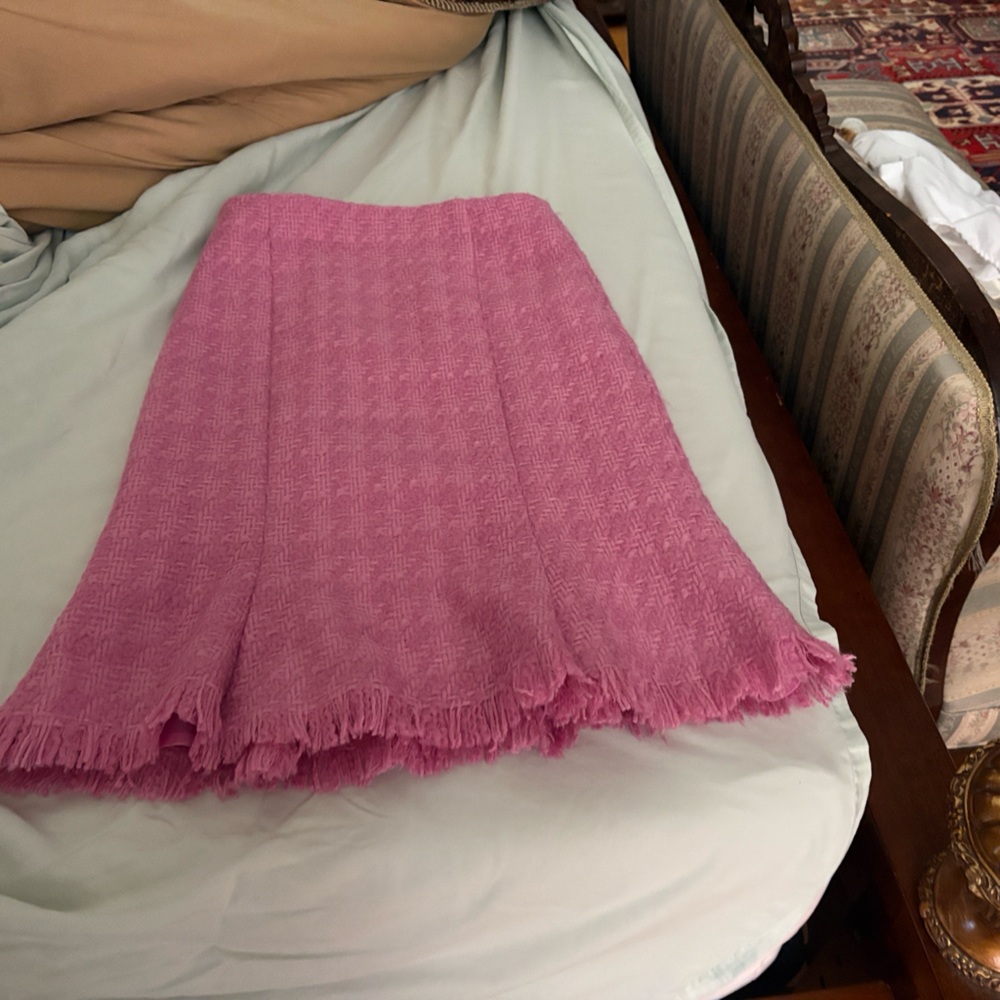 Elegant Pink Fringed Midi Skirt